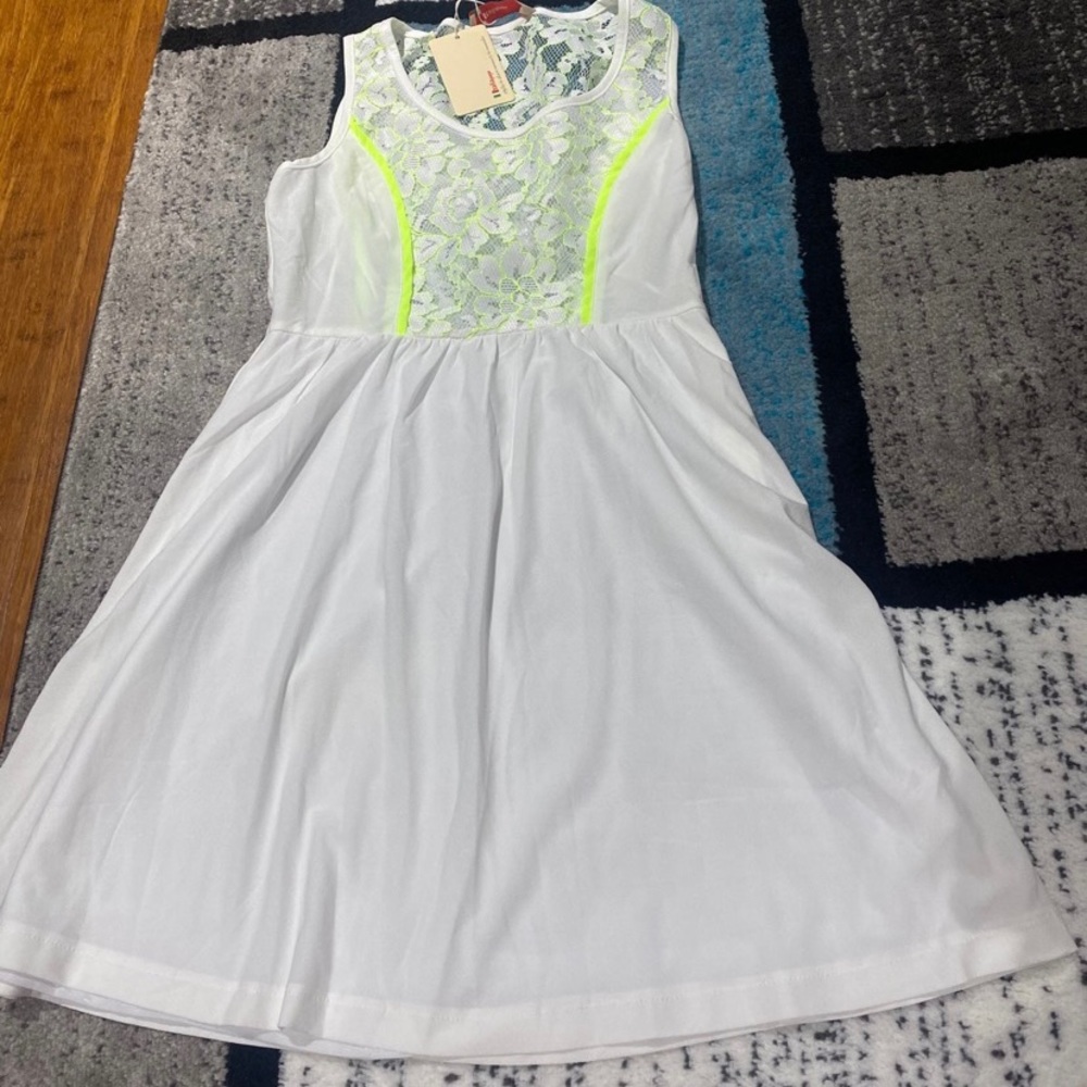ItaliaGoGo Vintage White Green Lace Aline Skater Dress Size Small NWT